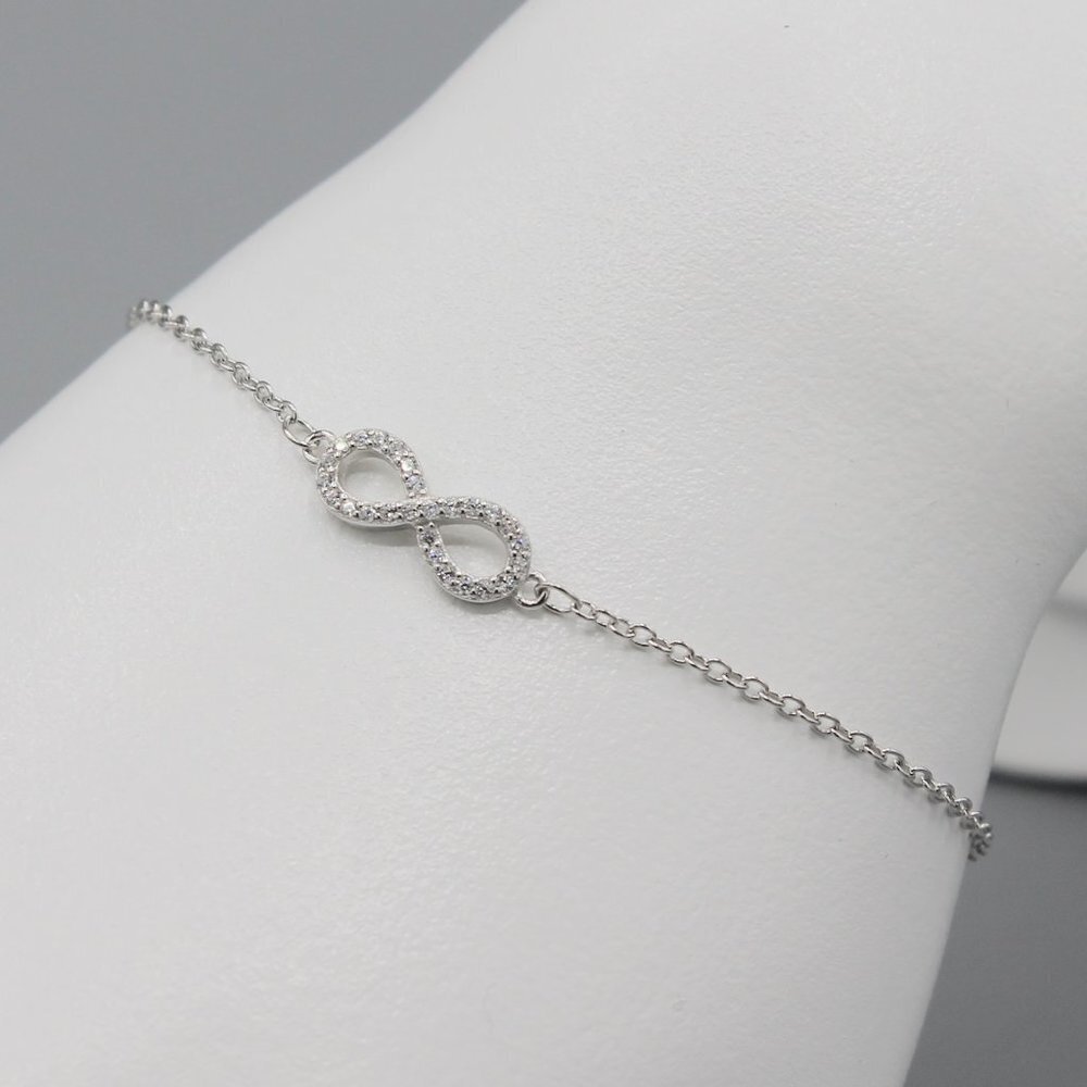 Jewelry bracelet infinity infinite love crystals 925 sterling silver dainty new